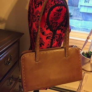Cognac Faux Leather Shoulder Bag